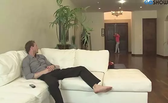 Blonde Gives Long Cocksuker a Throaty BJ